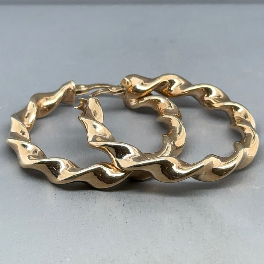 9ct Yellow Gold Twist Hoop Earrings