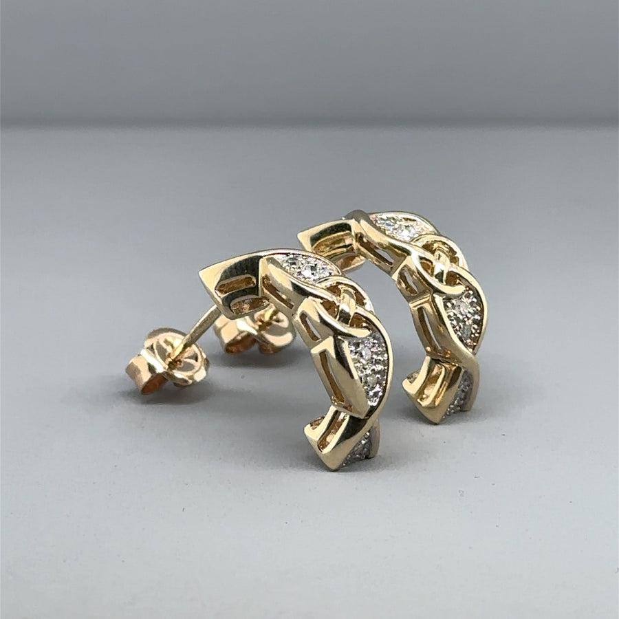 9ct Yellow Gold Fancy Diamond Set Earrings