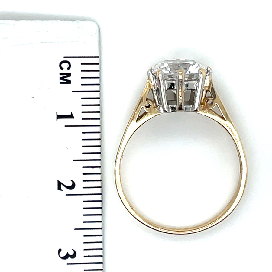 9ct Yellow Gold Single Stone Cubic Zirconia Ring - Size N 1/2