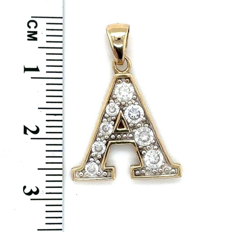 9ct Yellow Gold Cubic Zirconia Set Initial A Pendant