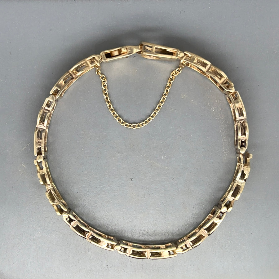 9ct Yellow Gold Fancy Link Mum and Nan Bracelet and Safety Chain