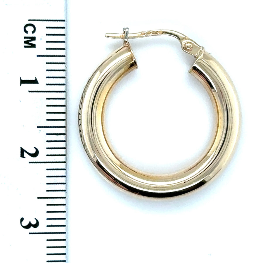 9ct Yellow Gold Plain Hoop Earrings