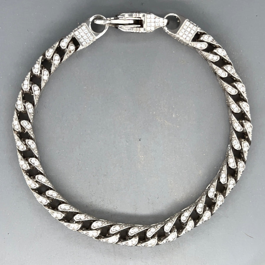 Sterling Silver Cubic Zirconia Box Bracelet