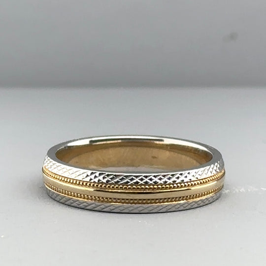 9ct Bi-Colour Band Ring - Size L
