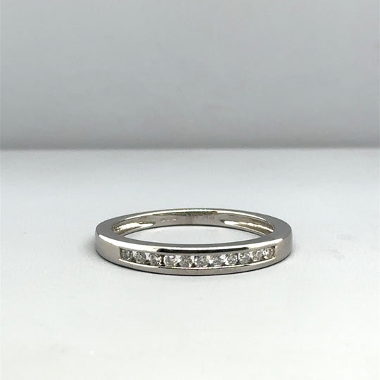 9ct White Gold Diamond Half Eternity Ring (c. 0.10 - 0.15ct) - Size Q