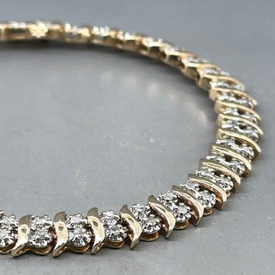 9ct Yellow Gold Diamond Set Tennis Bracelet (c. 0.80 - 0.85ct)