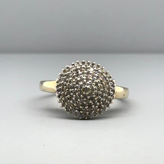 9ct Yellow Gold Diamond Cluster Ring (c. 0.50ct) - Size Q