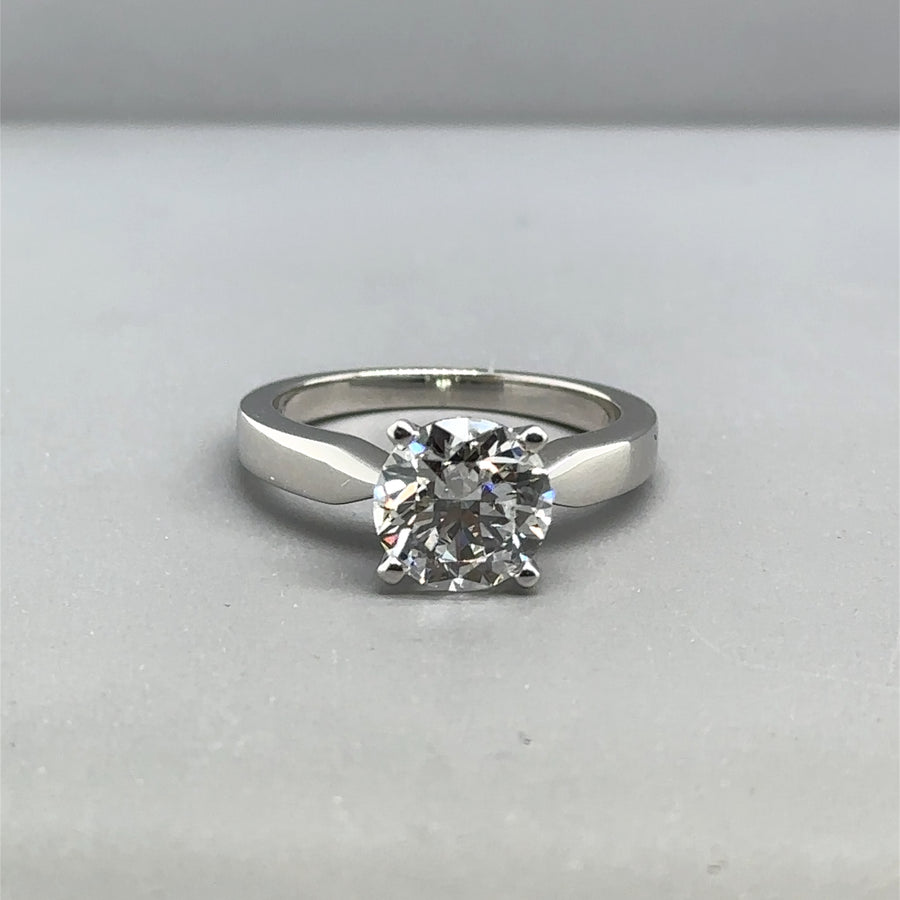 Platinum Single Stone Lab Grown Diamond Ring (c. 2.00ct) - Size K 1/2 NEW!