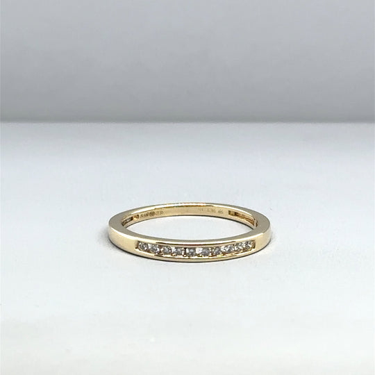 9ct Yellow Gold Diamond Half Eternity Ring - Size K 1/2