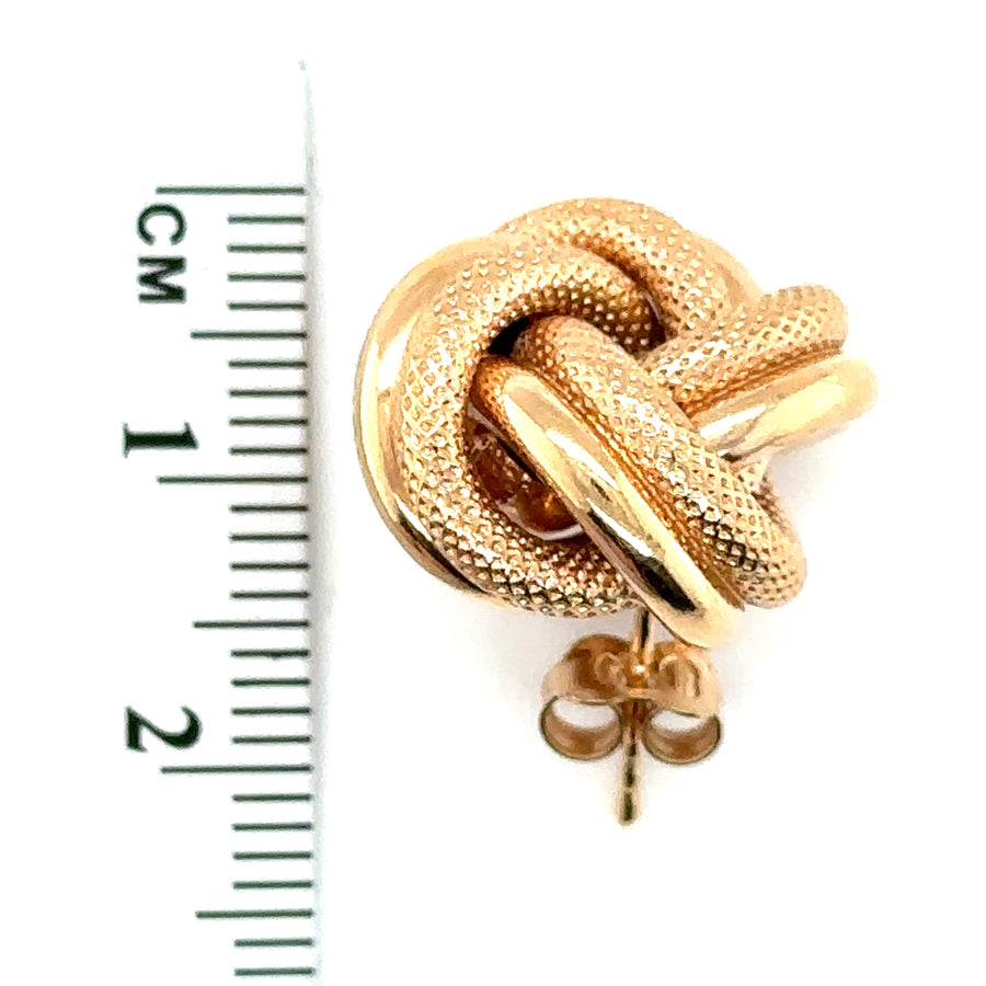 9ct Yellow Gold Large Knot Stud Earrings