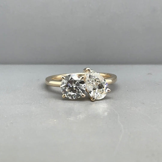 9ct Yellow Gold Two Stone Lab Grown Diamond Ring (c. 2.00ct) - Size O - NEW!