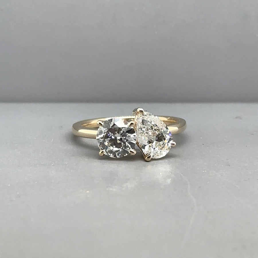 9ct Yellow Gold Two Stone Lab Grown Diamond Ring (c. 2.00ct) - Size O - NEW!