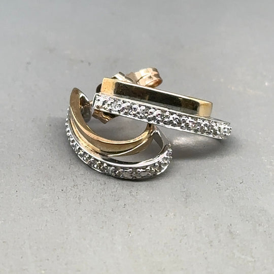 9ct Bi-Colour Diamond Set Earrings