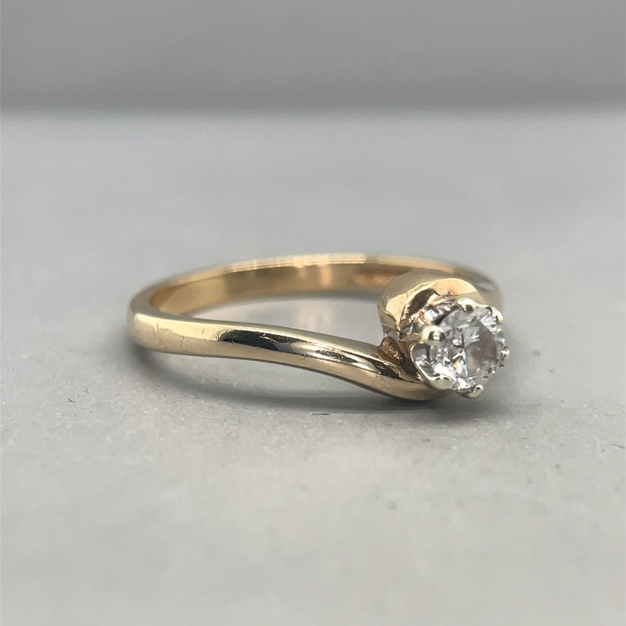 9ct Yellow Gold Single Stone Diamond Ring (c. 0.25ct) - Size M