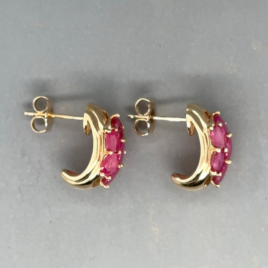 9ct Yellow Gold Cubic Zirconia Ruby Earrings