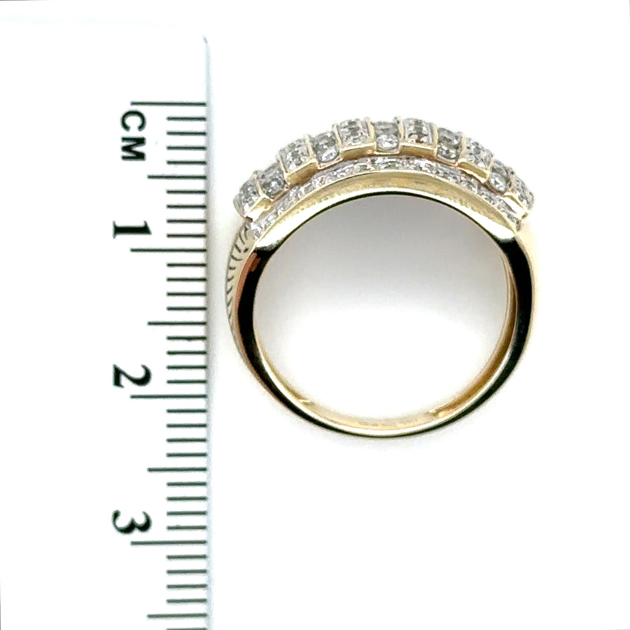 9ct Yellow Gold Diamond Ring (c. 0.85 - 0.90ct) - Size N