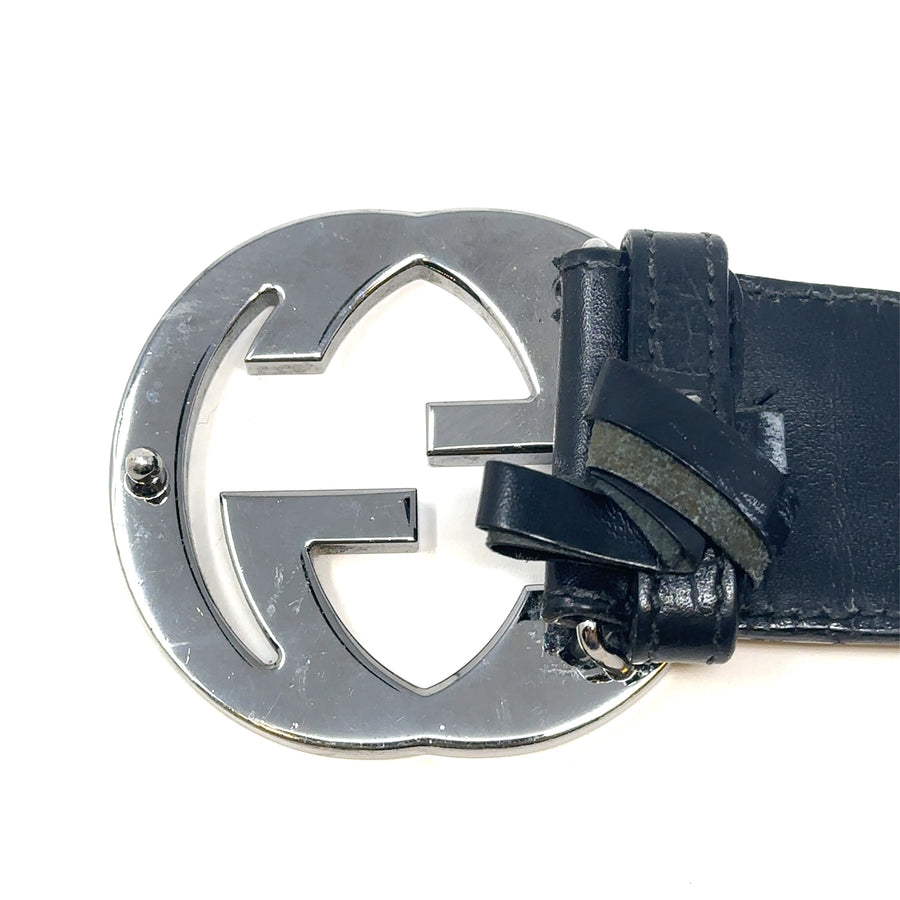 Pre-Owned Leather and Fabric Gucci Interlocking G Belt