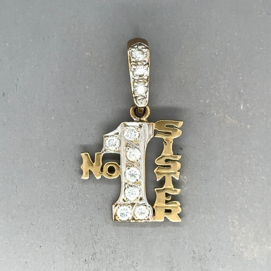 9ct Yellow Gold Cubic Zirconia No. 1 Sister Pendant