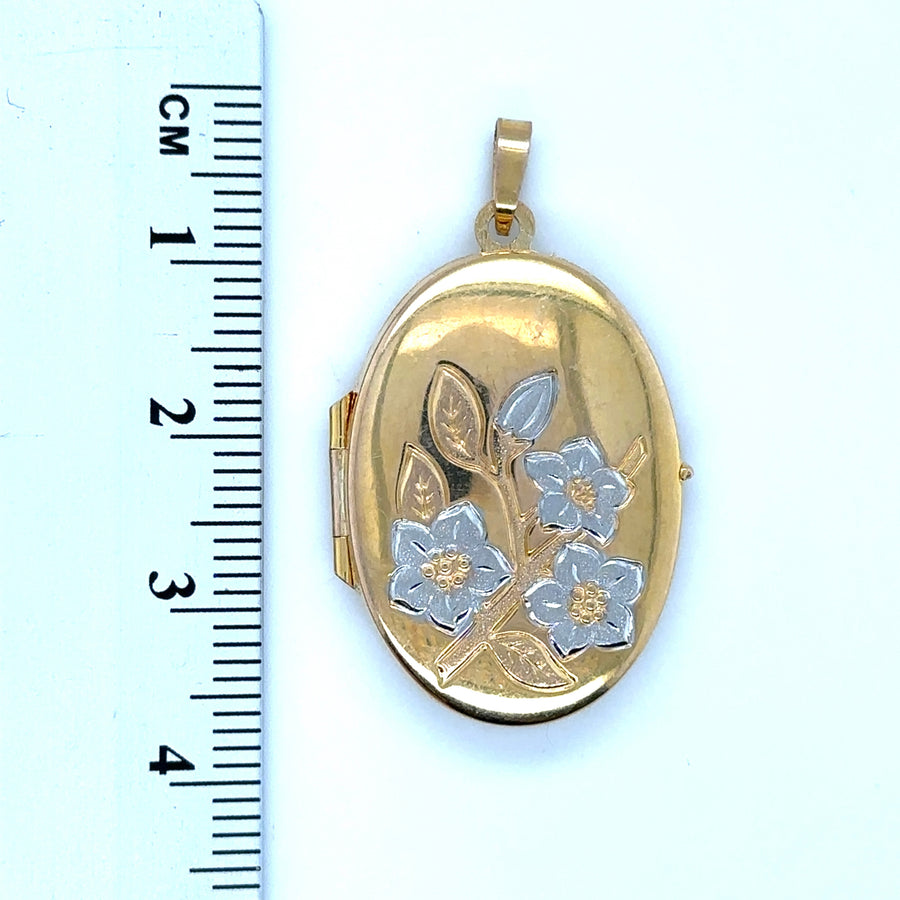 9ct Bi-Colour Floral Locket