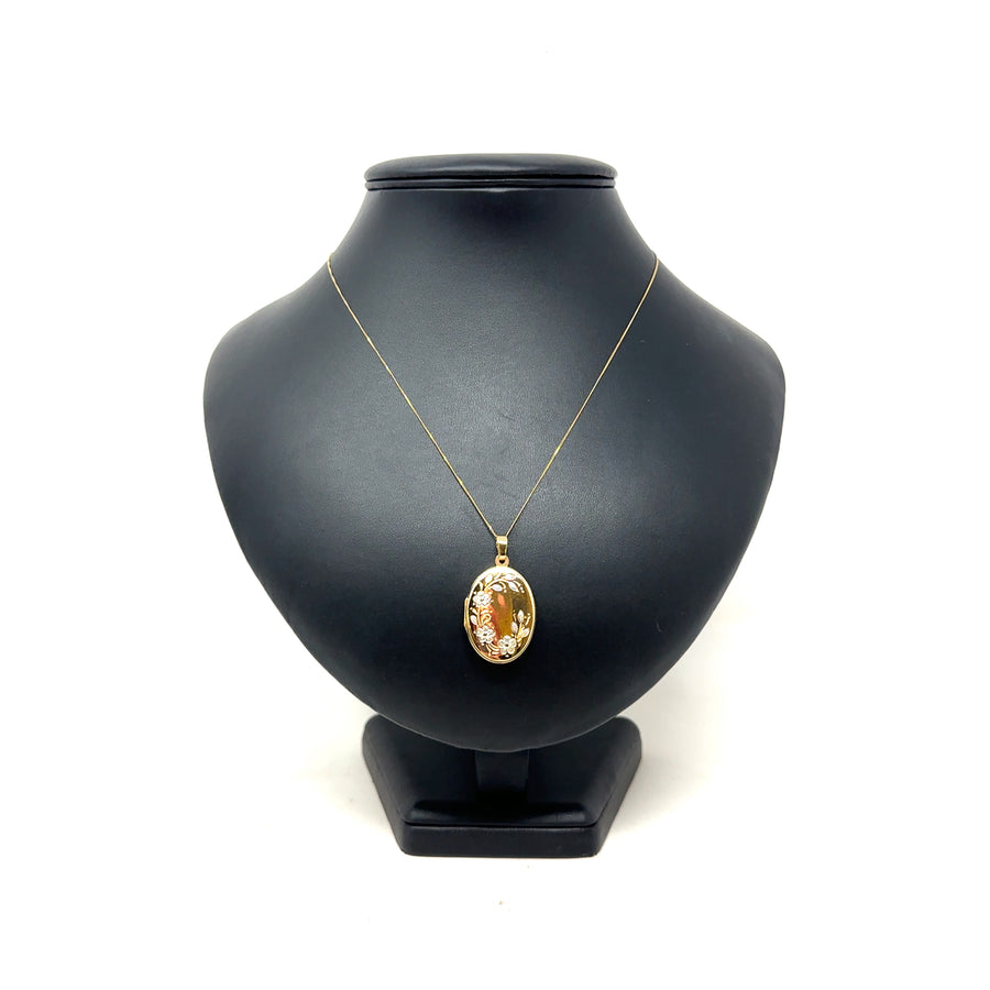 9ct Bi-Colour Floral Locket and Fine Chain (21")