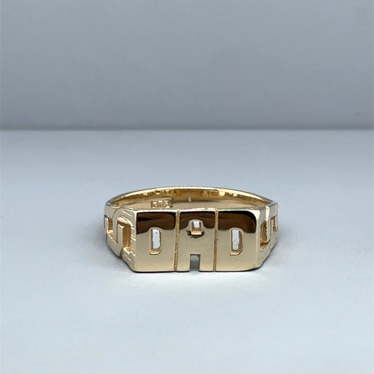 9ct Yellow Gold Dad Ring - Size W