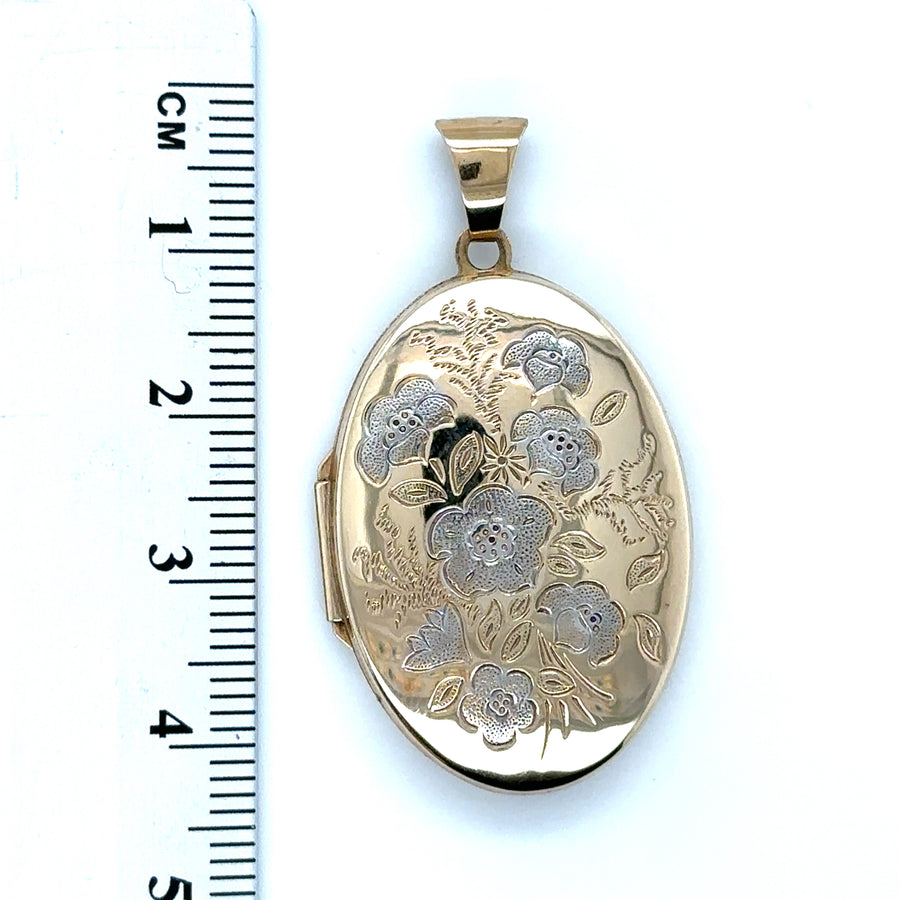 9ct Bi-Colour Floral Locket