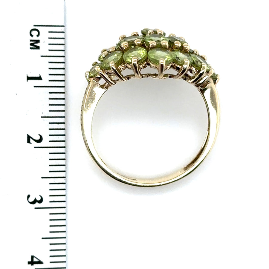 9ct Yellow Gold Green Amethyst Ring - Size S