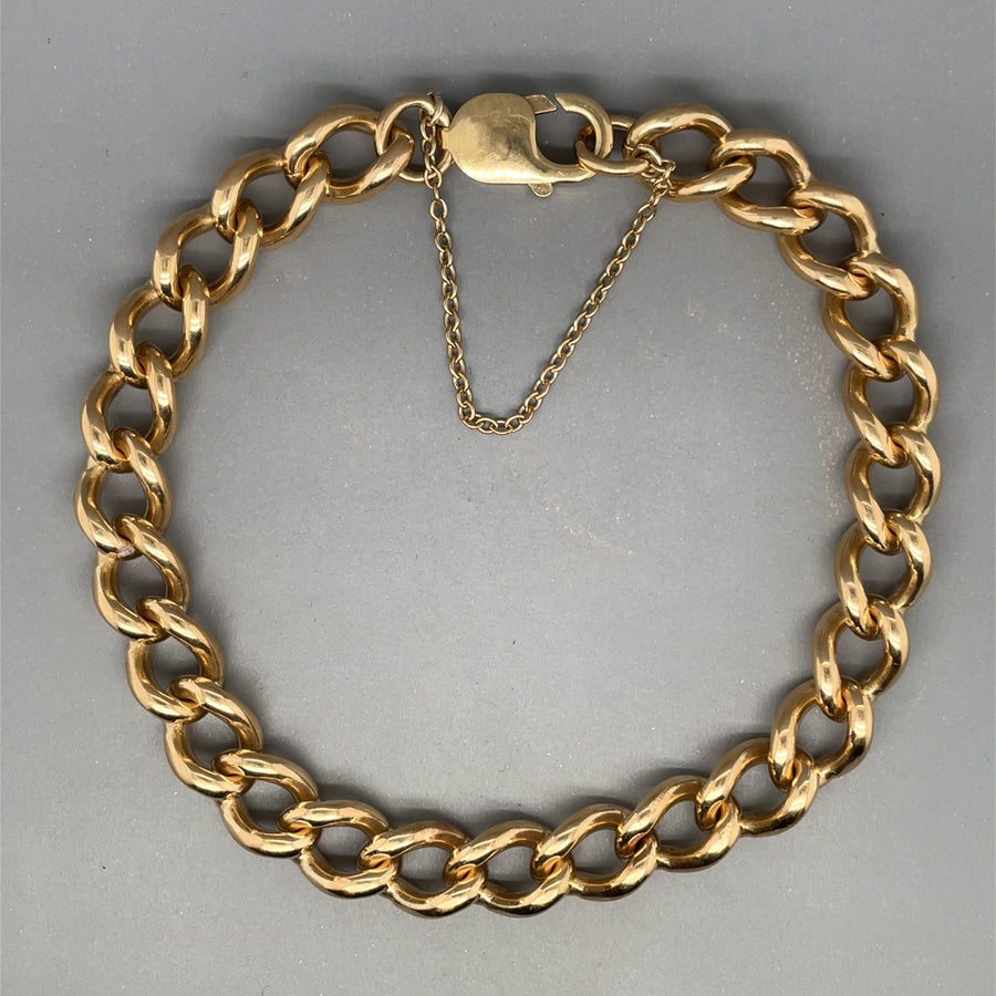 9ct Yellow Gold Curb Bracelet with Safety Chain