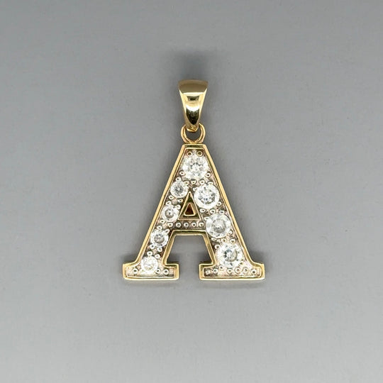 9ct Yellow Gold Cubic Zirconia Set Initial A Pendant