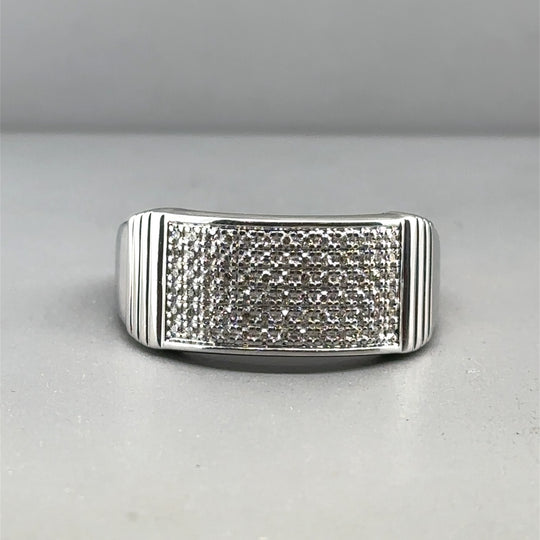 9ct White Gold Chunky Diamond Set Ring (c. 0.33ct) - Size V