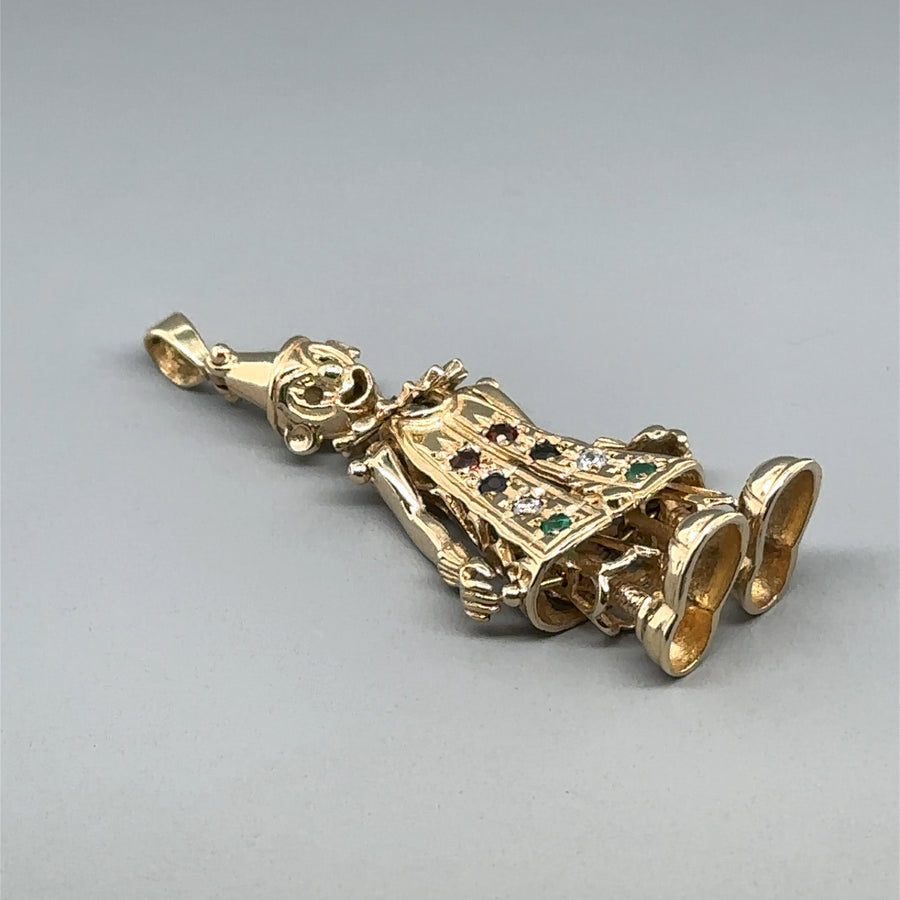 9ct Yellow Gold Cubic Zirconia Clown Pendant
