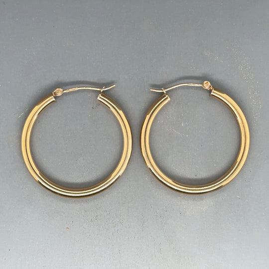 9ct Yellow Gold Plain Hoop Earrings