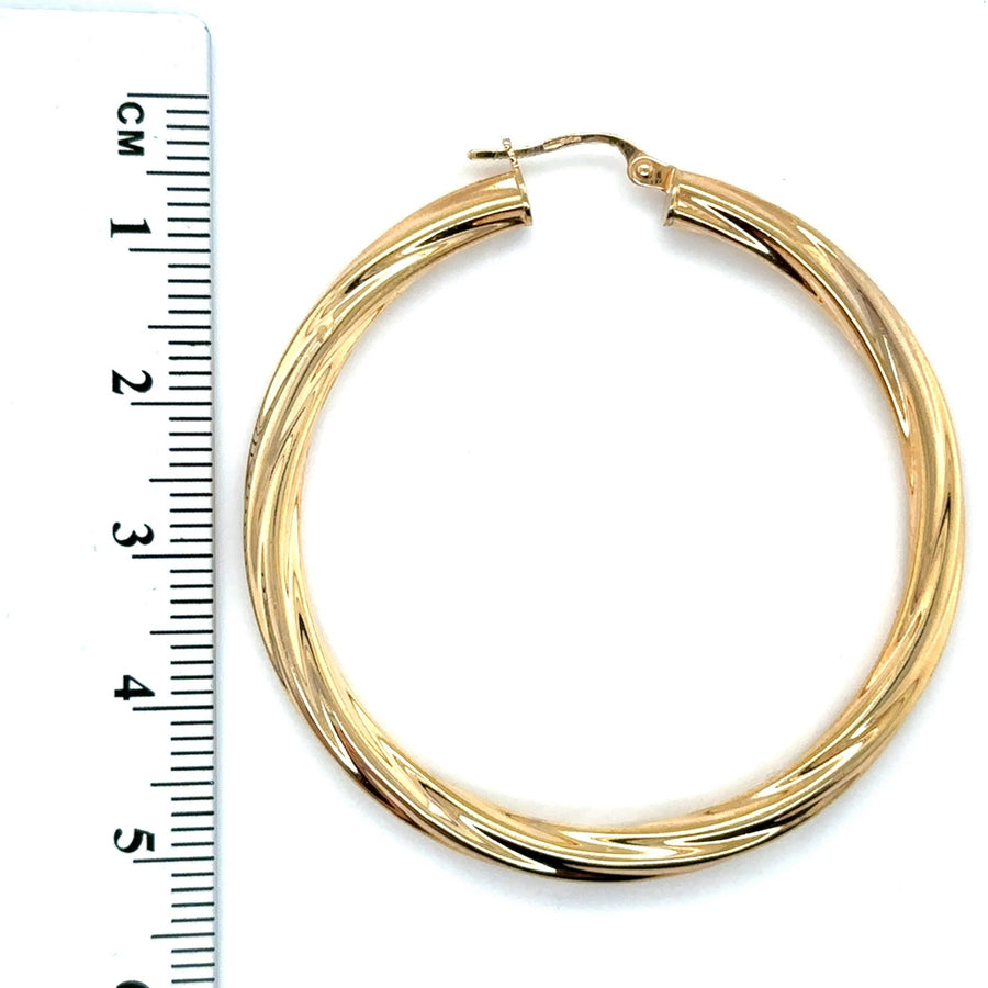 9ct Yellow Gold Twist Hoop Earrings