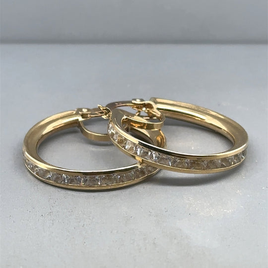 9ct Yellow Gold Cubic Zirconia Hoop Earrings