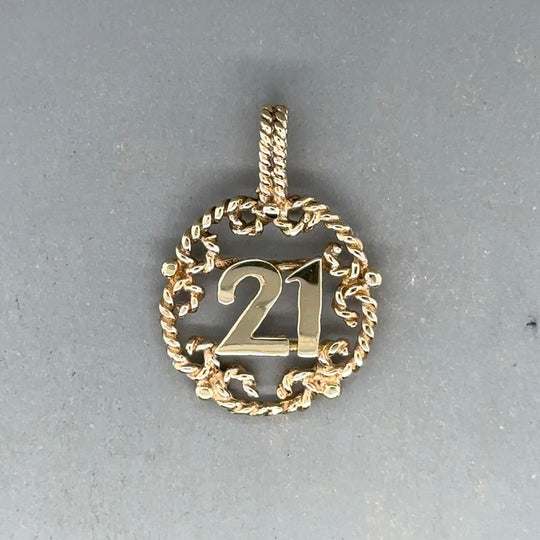 9ct Yellow Gold Round 21 Pendant