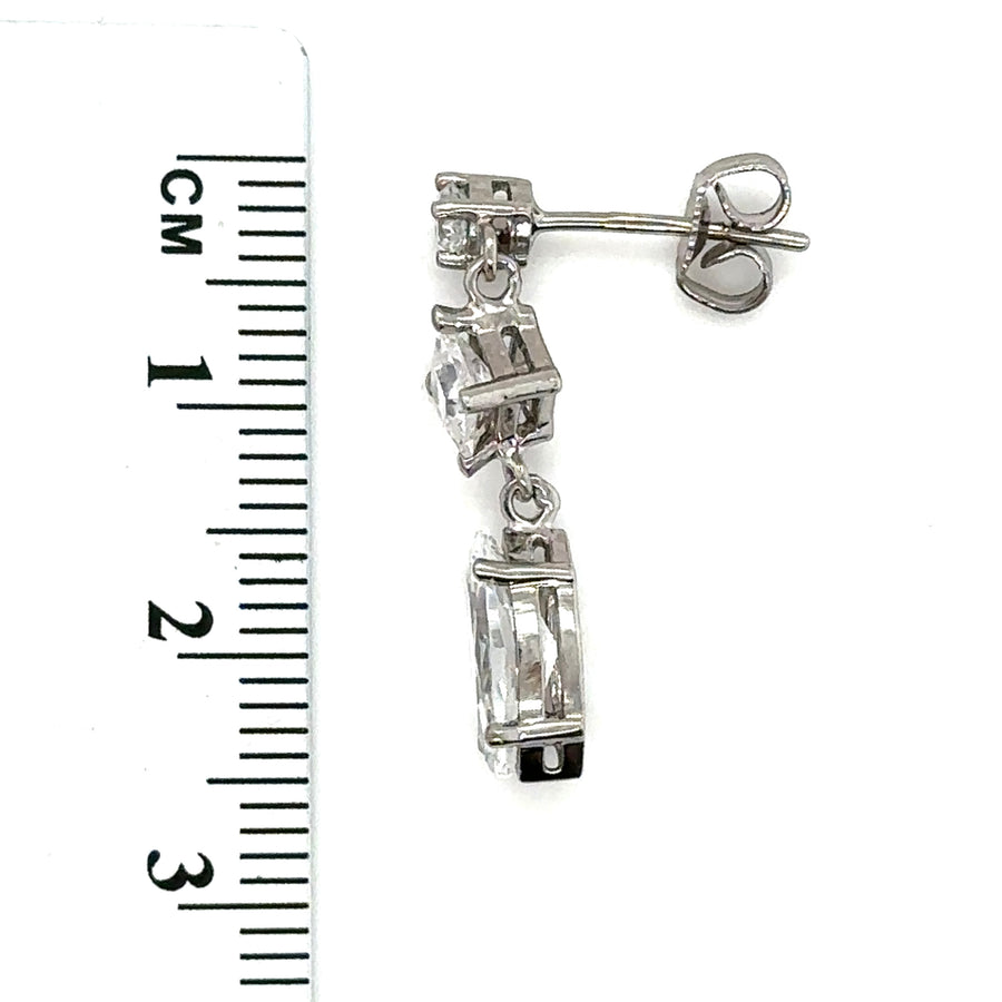 9ct White Gold Cubic Zirconia Drop Earrings