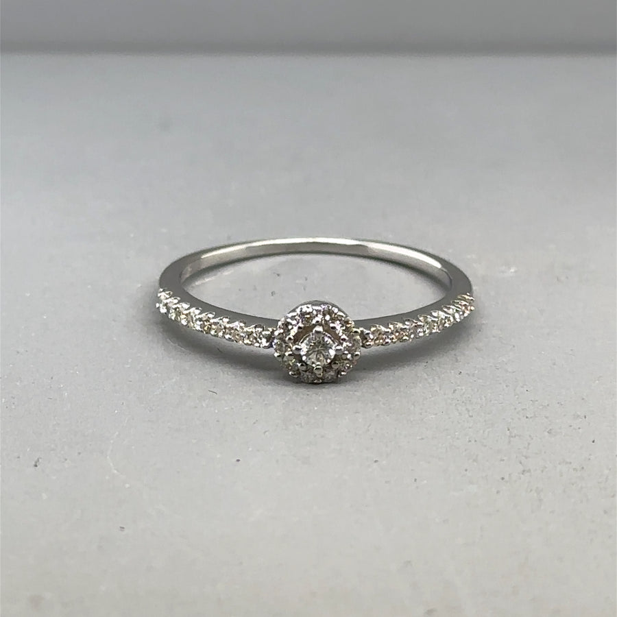 9ct White Gold Diamond Ring (c. 0.23ct) - Size P 1/2