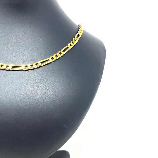 Sterling Silver Gold Plated Figaro Chain (22")