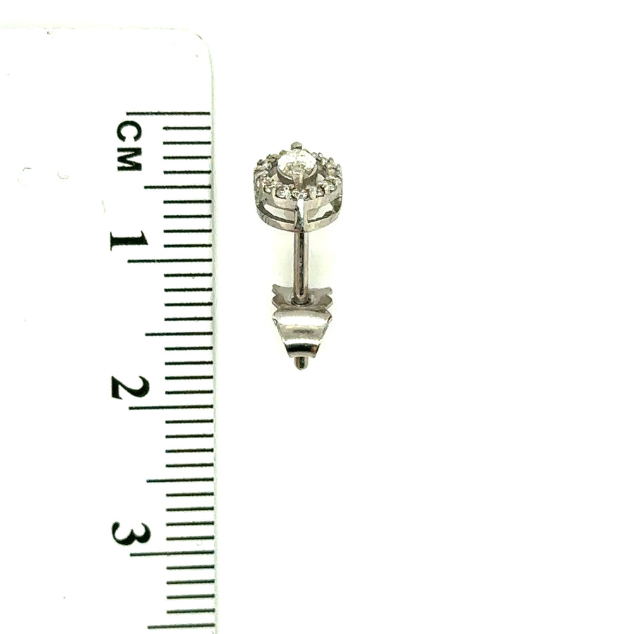 18ct White Gold Marquise Halo Diamond Stud Earrings (c. 0.36ct)