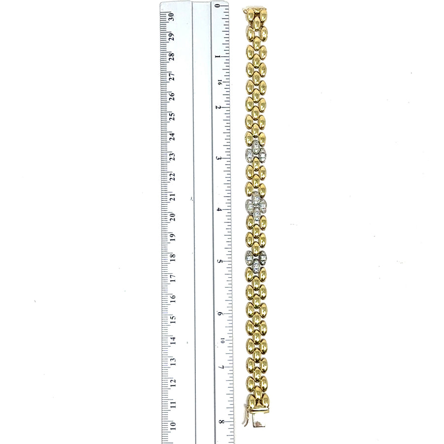 9ct Yellow Gold Cubic Zirconia Brick Link Bracelet