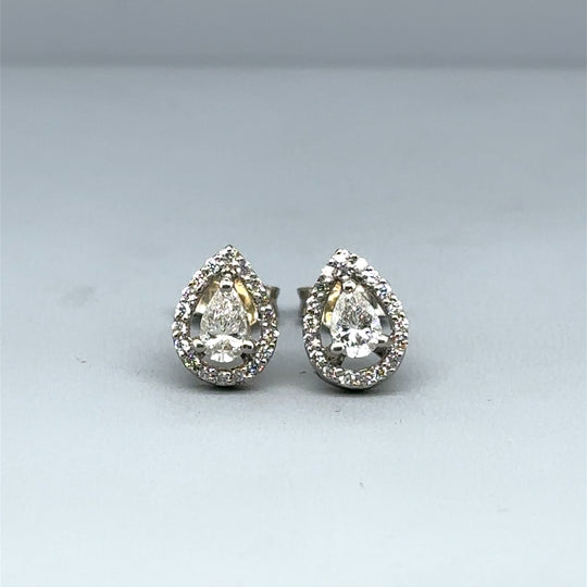 18ct White Gold Diamond Pear Shaped Stud Earrings (c. 0.50ct)