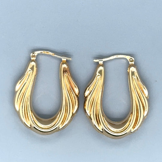 9ct Yellow Gold Fancy Hoop Earrings