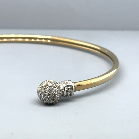 9ct Yellow Gold Cubic Zirconia Torque Bangle