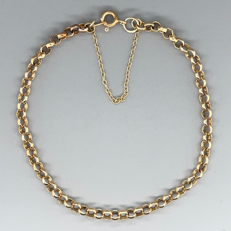 9ct Yellow Gold Belcher Bracelet with Safety Chain