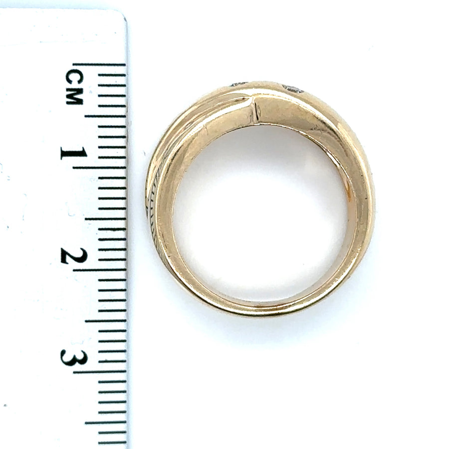 9ct Yellow Gold Diamond Crossover Ring (c. 0.18ct) - Size N