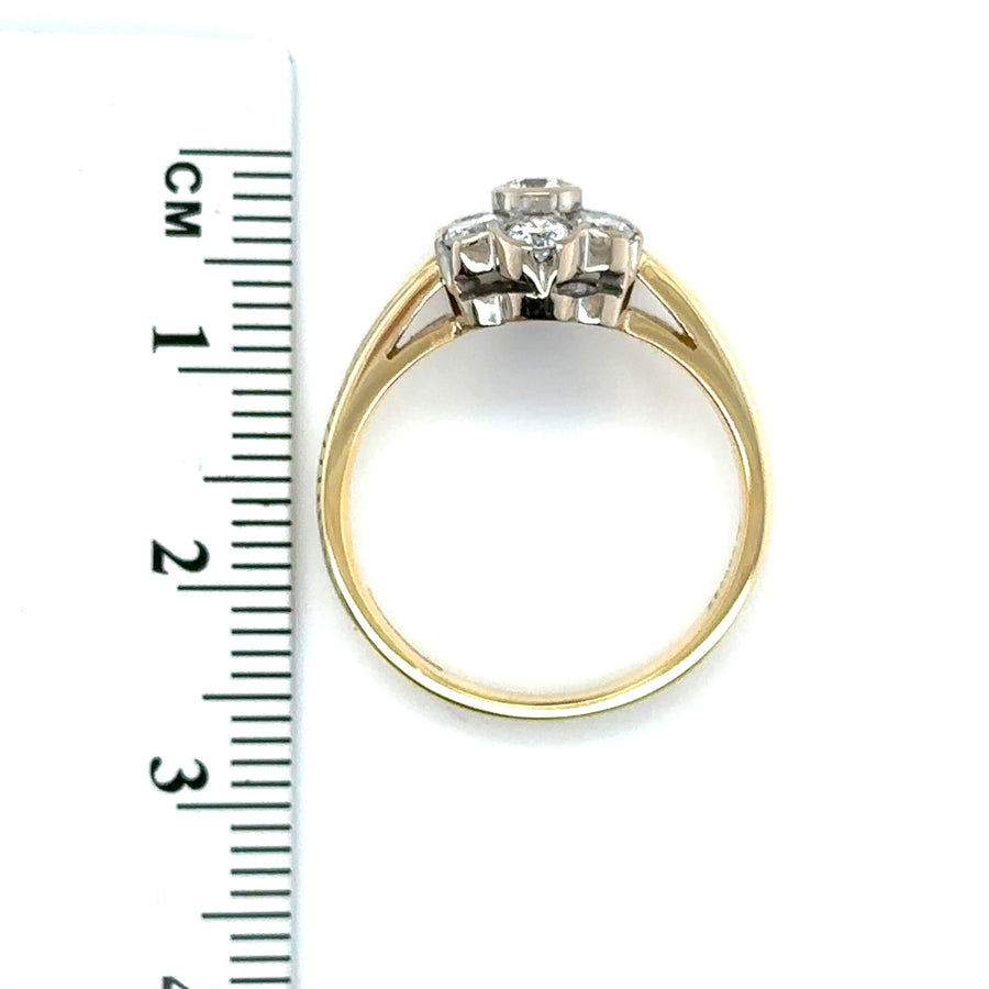 18ct Yellow Gold Diamond Daisy Cluster Ring (c. 0.70ct) - Size O