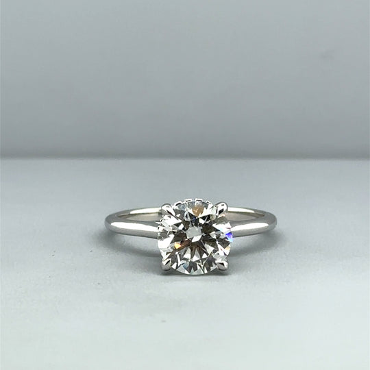 18ct White Gold Single Stone Lab Grown Diamond Halo Ring (c. 2.12ct) - Size M 1/2