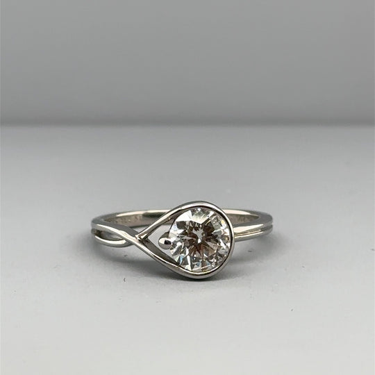 14ct White Gold Single Stone Lab Grown Diamond Pandora Ring (c. 1.00ct) - Size K