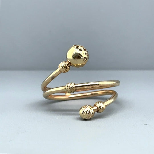 14ct Yellow Gold Wraparound Ball Ring - Size N