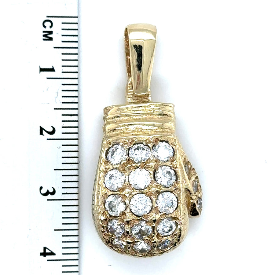 9ct Yellow Gold Cubic Zirconia Boxing Glove Pendant